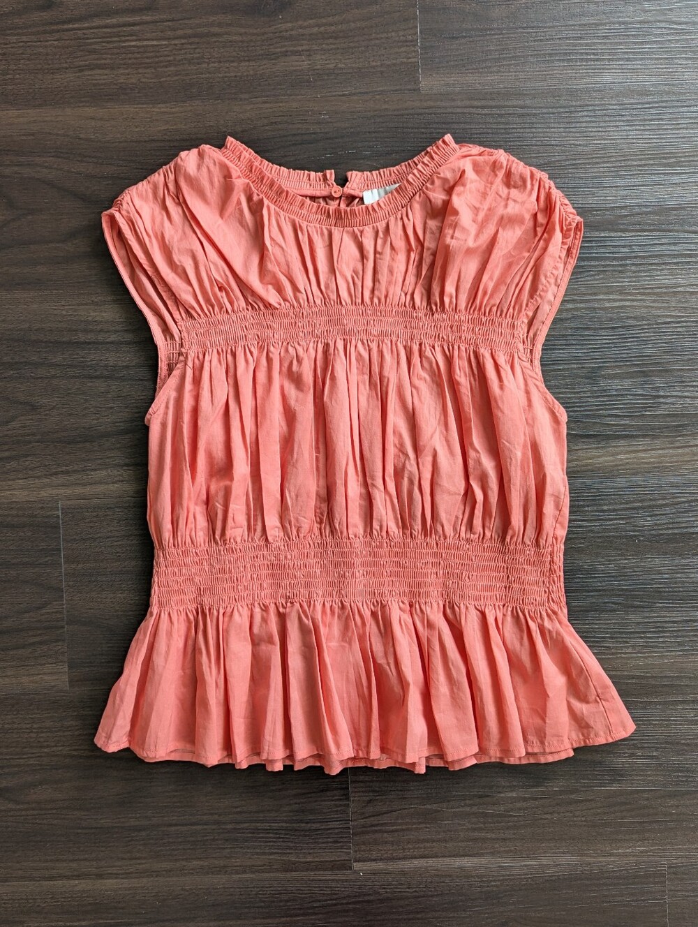 Joe's Coral Smocked Cotton Top M Summer Boho Resort Beach